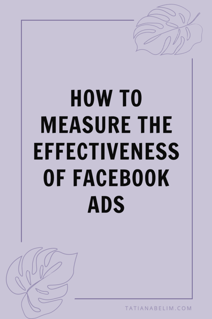 How To Measure The Effectiveness of Facebook Ads | Tatiana Belim