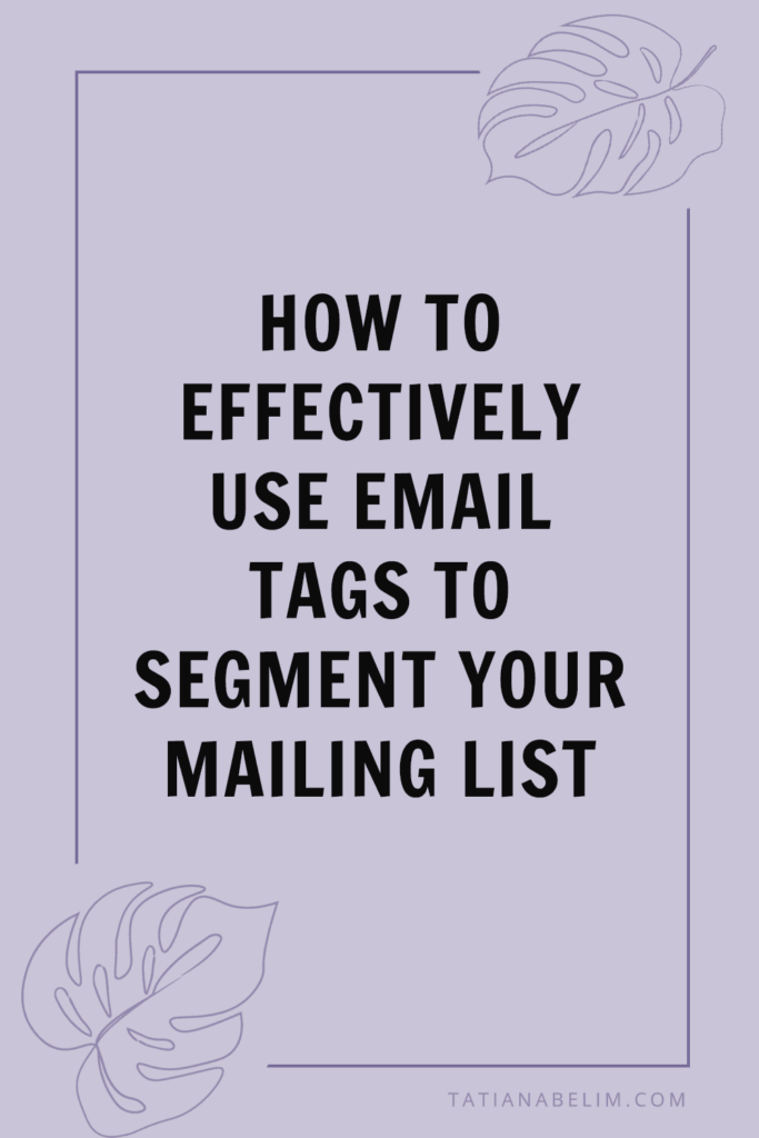 How to Effectively Use Email Tags to Segment Your Mailing List | Tatiana Belim